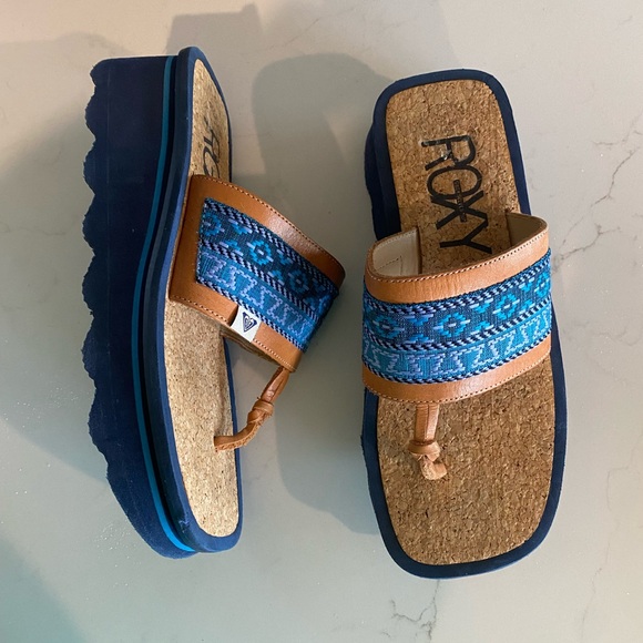 Roxy Shoes - Roxy Sandals with Blue and Tan Accents
